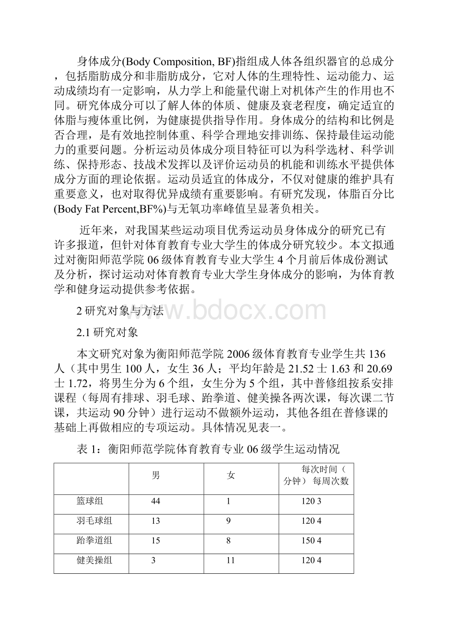 不同运动方式对体育教育专业学生身体成分的影响论文.docx_第3页