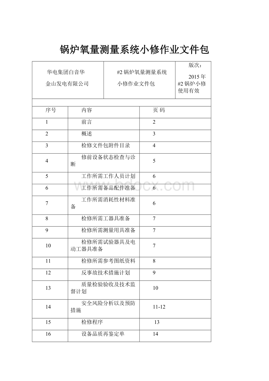 锅炉氧量测量系统小修作业文件包.docx_第1页