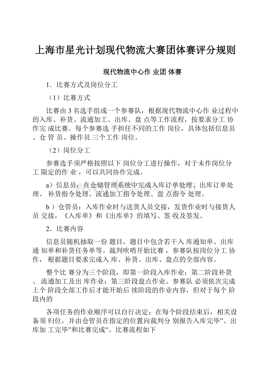 上海市星光计划现代物流大赛团体赛评分规则.docx_第1页