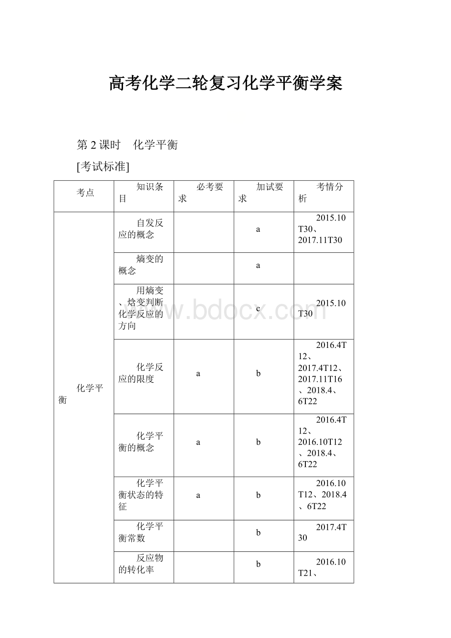 高考化学二轮复习化学平衡学案.docx_第1页