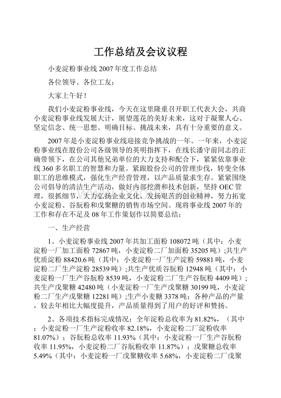 工作总结及会议议程.docx_第1页