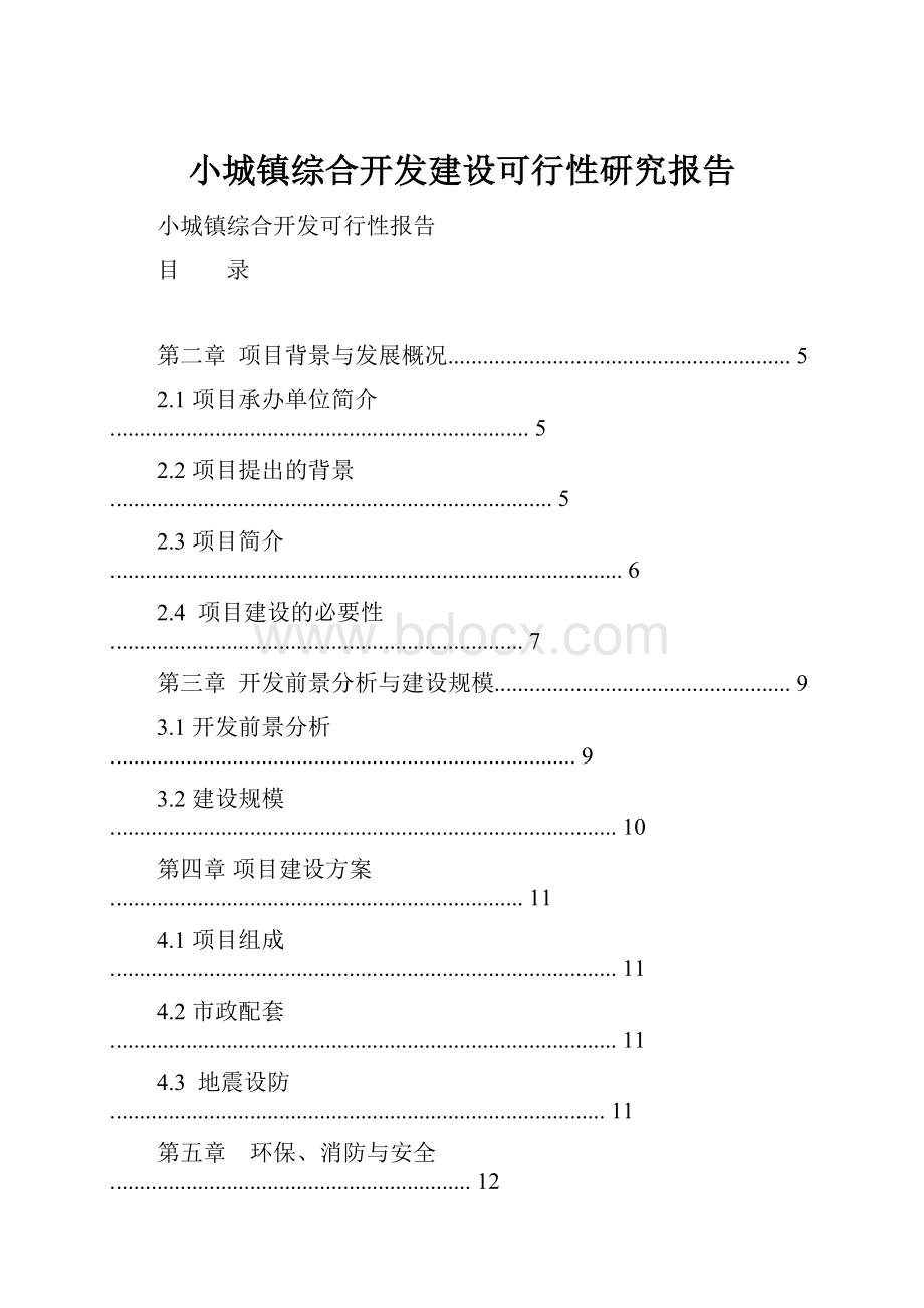 小城镇综合开发建设可行性研究报告.docx_第1页