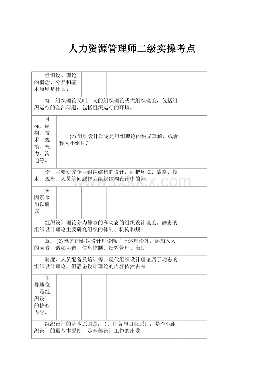 人力资源管理师二级实操考点.docx