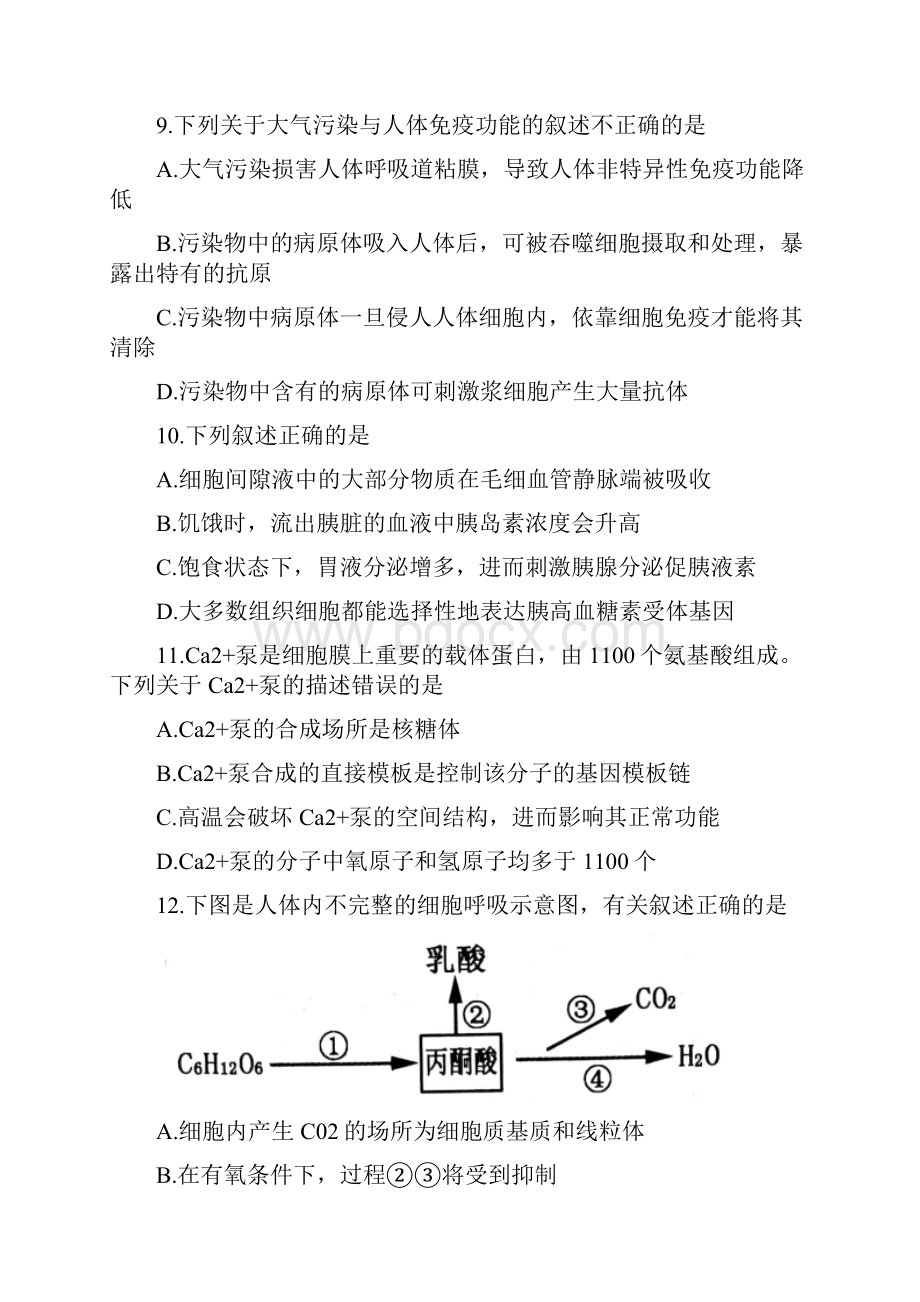 届山东省泰安市高三上学期期末考试生物试题.docx_第3页