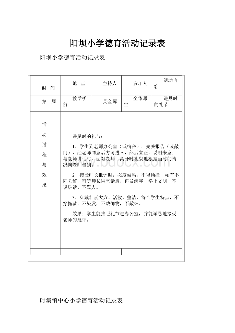 阳坝小学德育活动记录表.docx