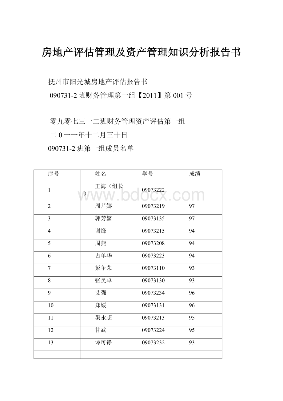 房地产评估管理及资产管理知识分析报告书.docx_第1页