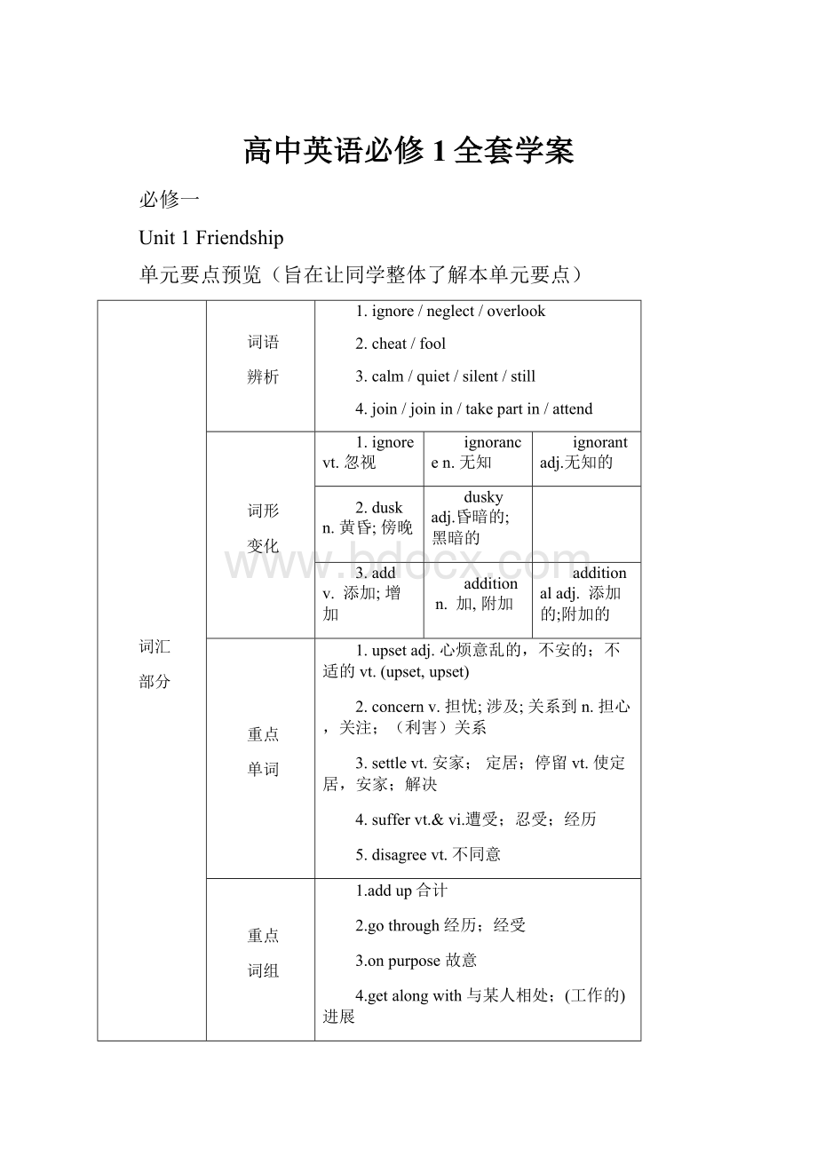 高中英语必修1全套学案.docx