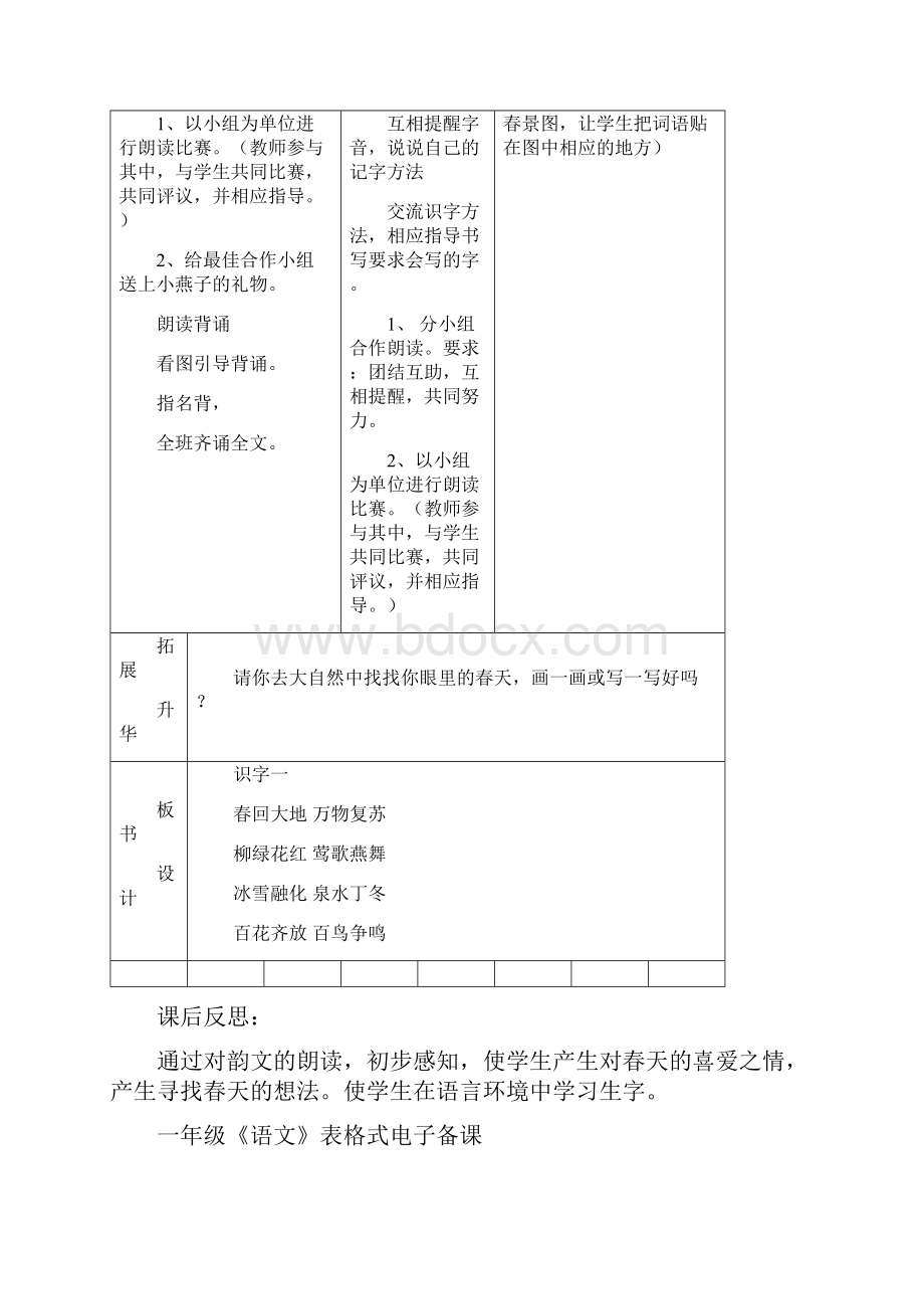 人教版小学语文一年级下册教案表格式.docx_第3页