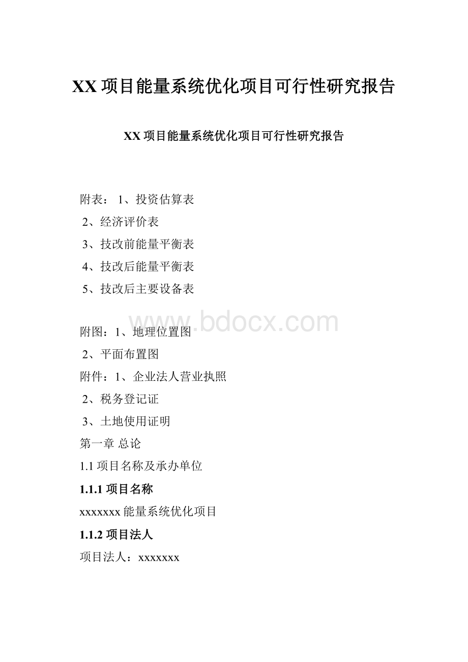 XX项目能量系统优化项目可行性研究报告.docx_第1页