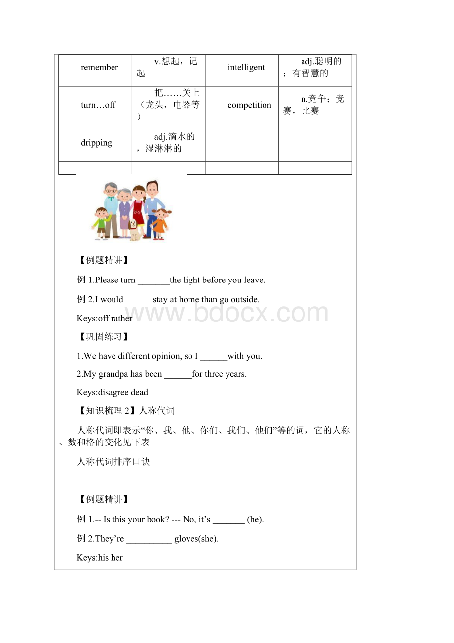 小升初暑期英语六升七新七年级新初一讲义第5讲 代词含练习答案.docx_第3页