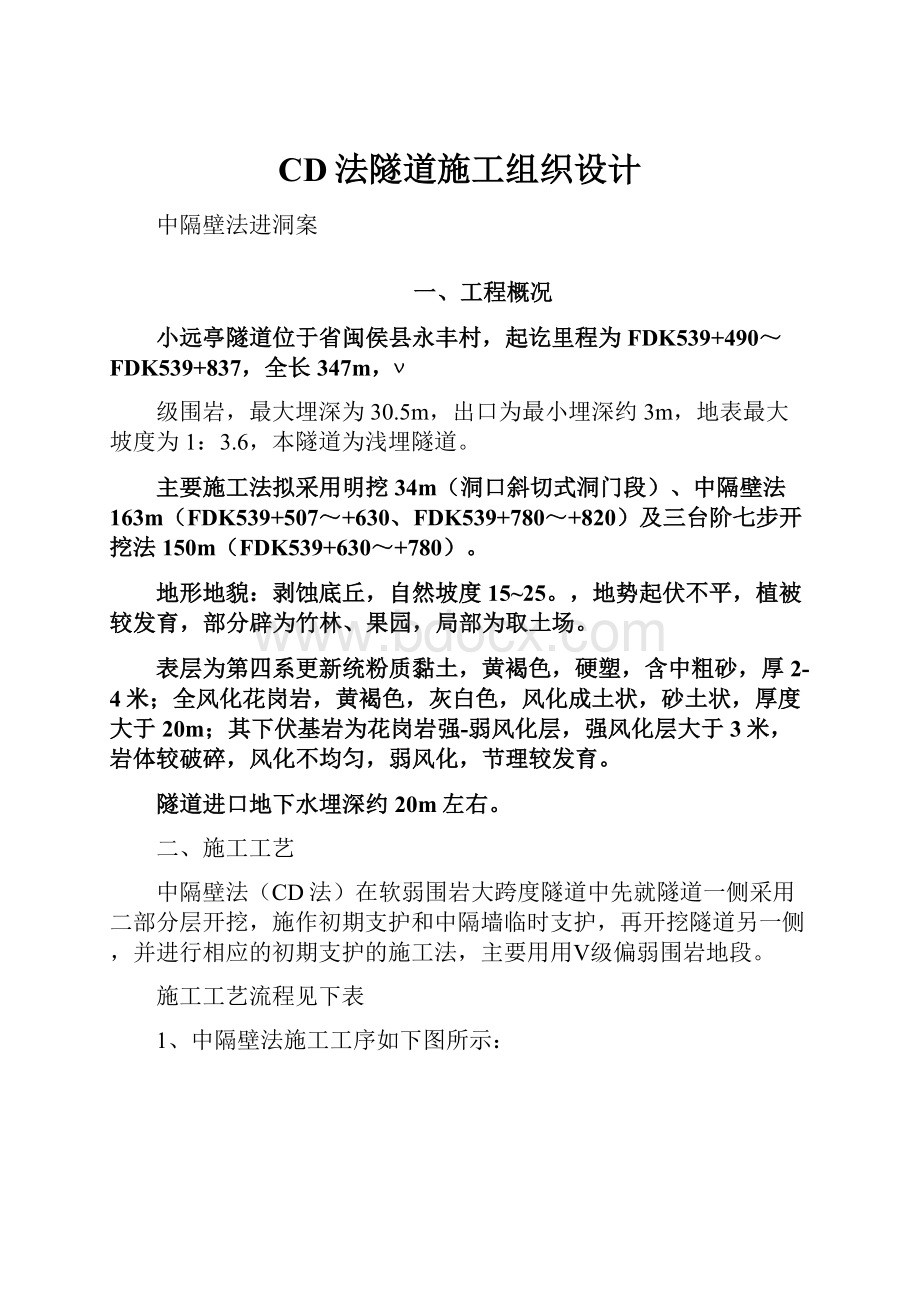 CD法隧道施工组织设计.docx_第1页