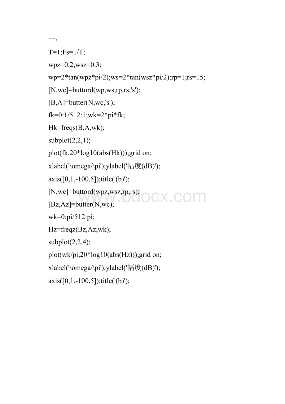 实验用双线性变换法设计IIR数字滤波器.docx_第3页