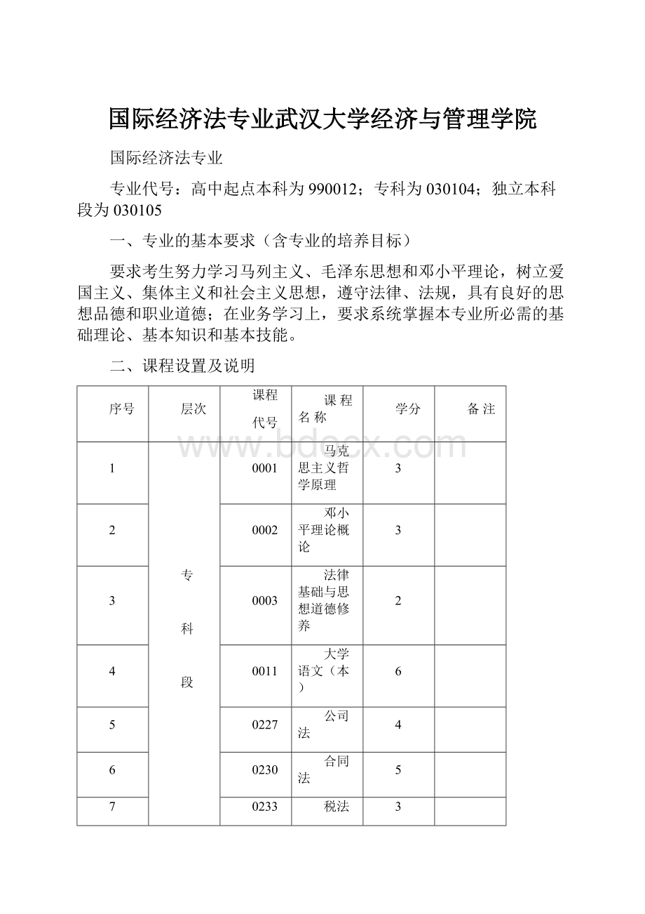 国际经济法专业武汉大学经济与管理学院.docx