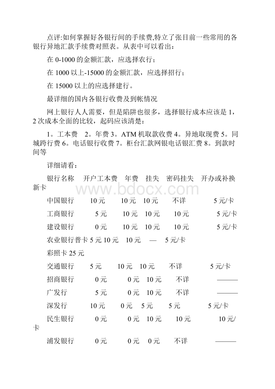 国内各银行间异地汇款手续费对照表 1.docx_第3页