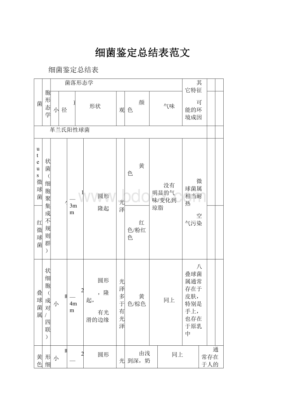 细菌鉴定总结表范文.docx