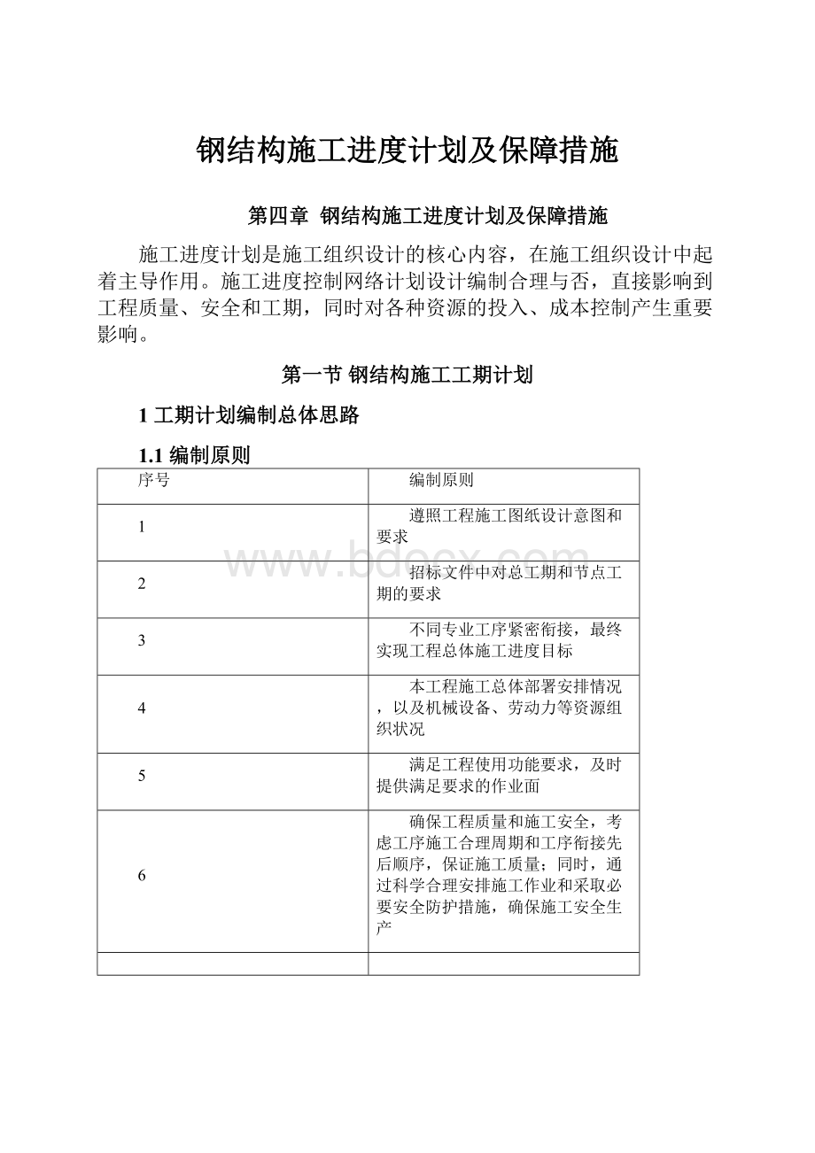 钢结构施工进度计划及保障措施.docx_第1页