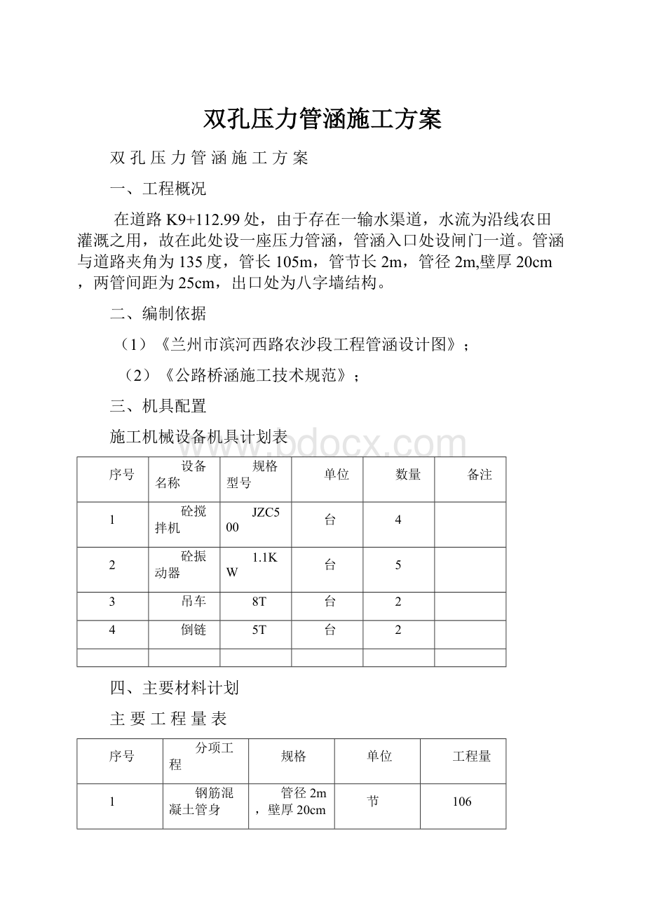 双孔压力管涵施工方案.docx_第1页