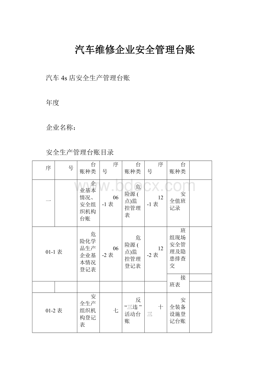 汽车维修企业安全管理台账.docx_第1页