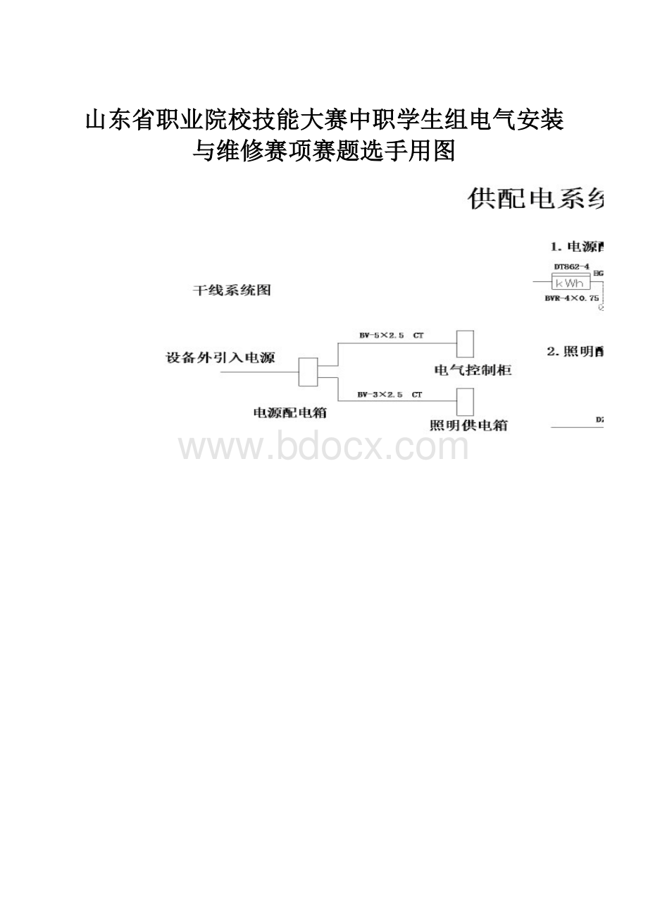 山东省职业院校技能大赛中职学生组电气安装与维修赛项赛题选手用图.docx