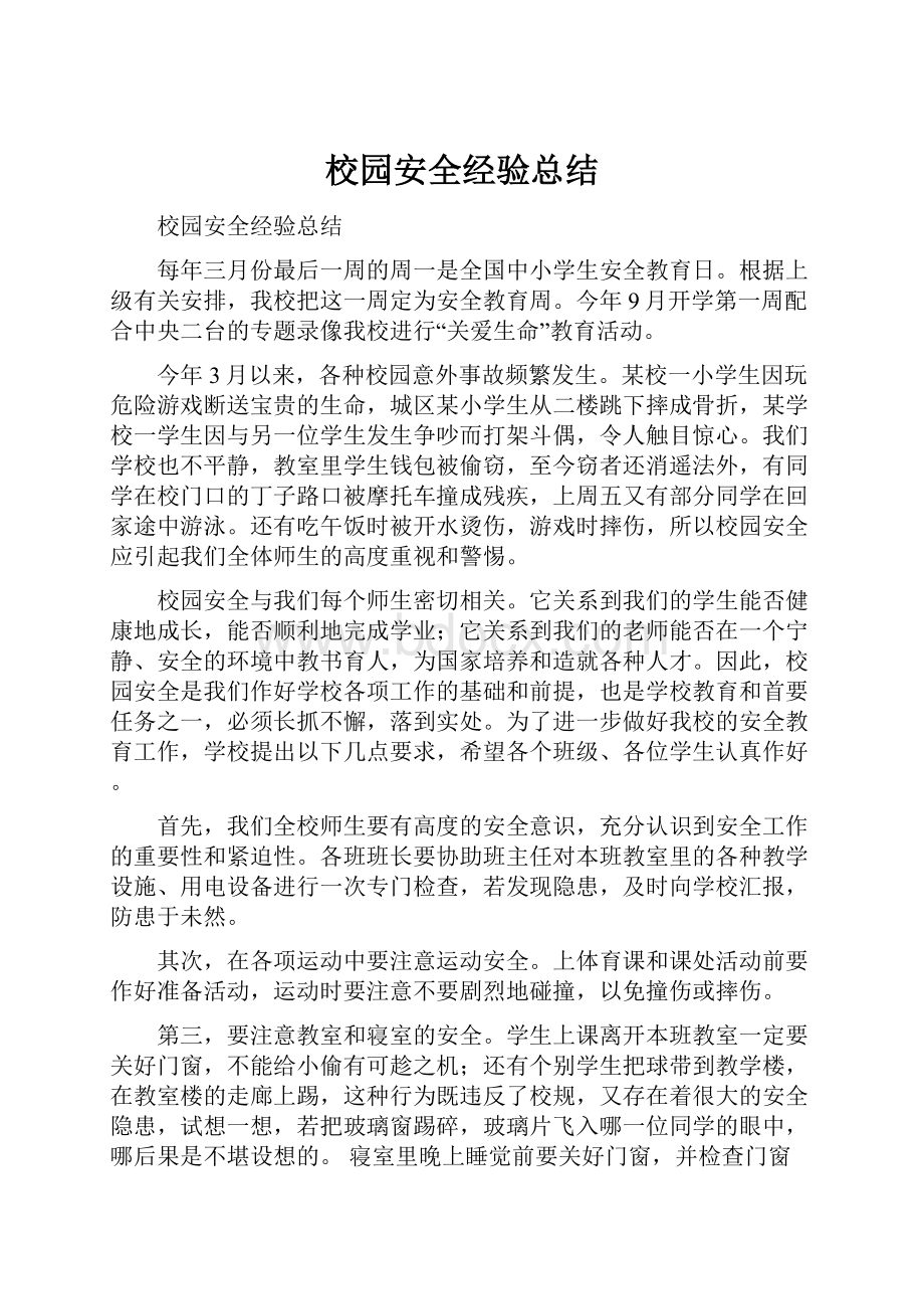 校园安全经验总结.docx