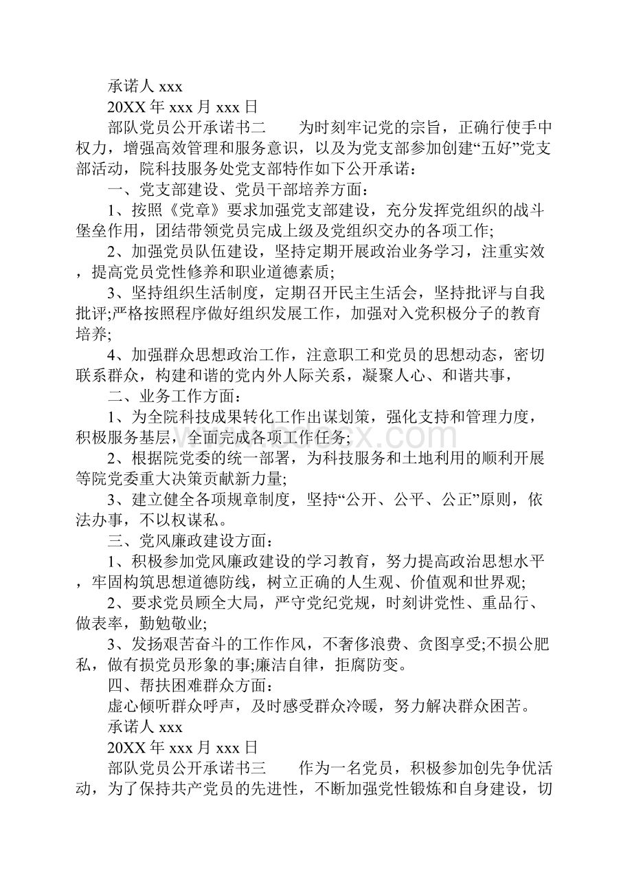 部队党员公开承诺书表格.docx_第2页