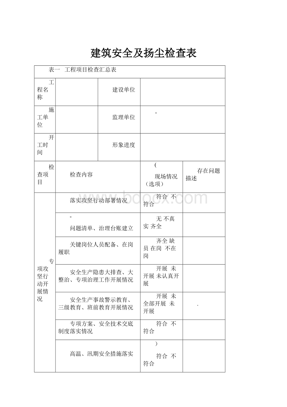 建筑安全及扬尘检查表.docx