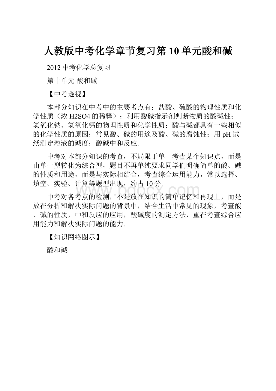 人教版中考化学章节复习第10单元酸和碱.docx