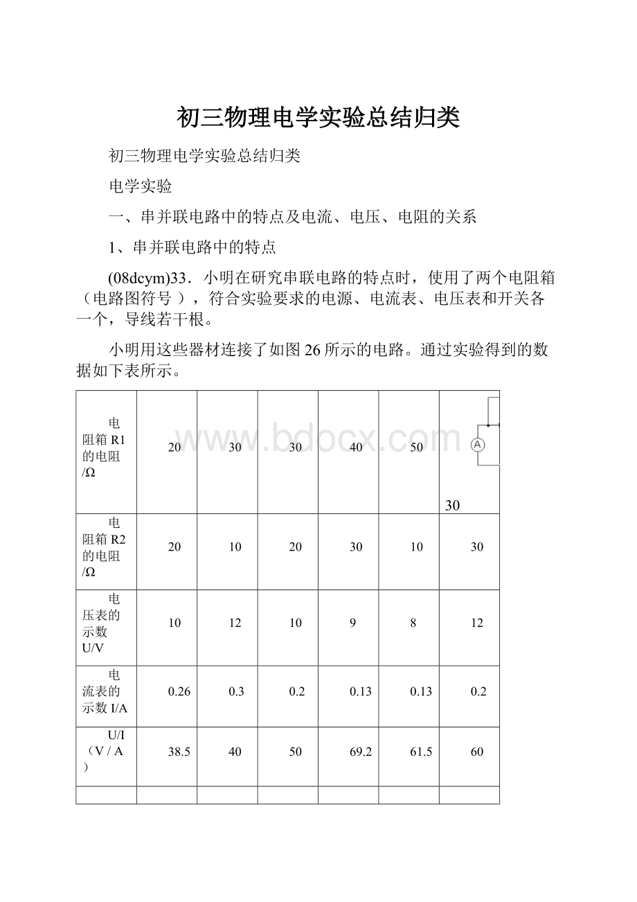 初三物理电学实验总结归类.docx_第1页