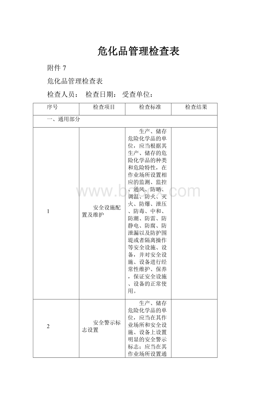 危化品管理检查表.docx