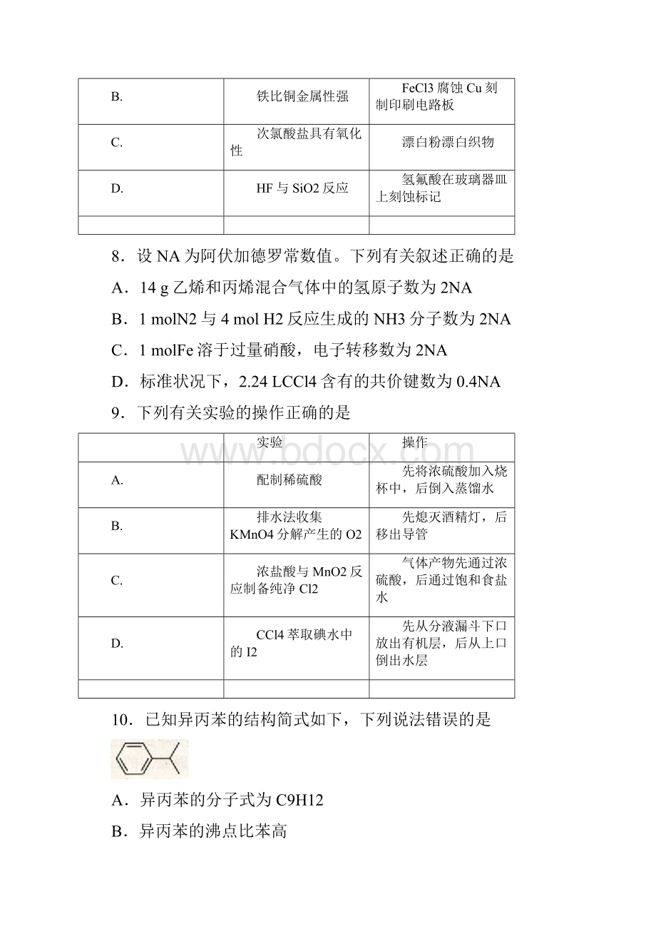 教育最新K12四川省眉山中学学年高二理综月考试题无答案.docx_第3页