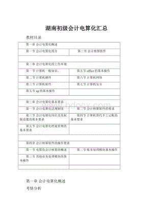 湖南初级会计电算化汇总.docx