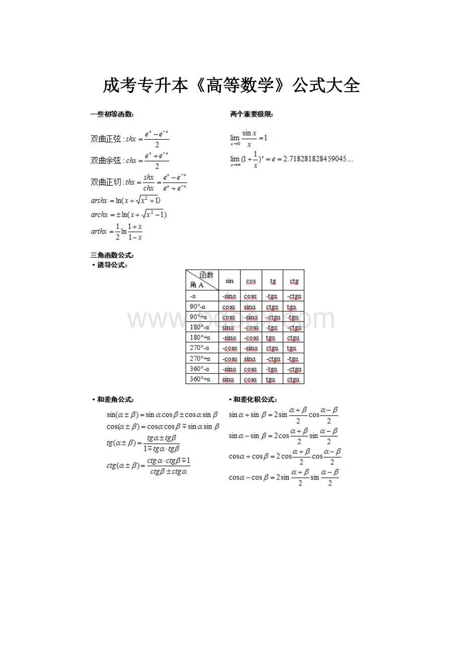 成考专升本《高等数学》公式大全.docx_第1页