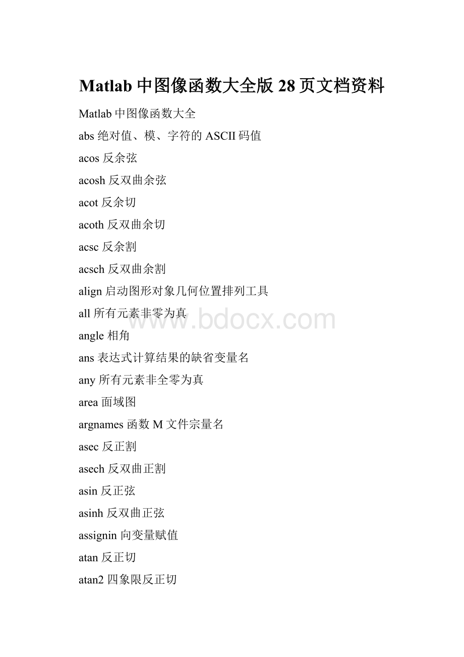 Matlab中图像函数大全版28页文档资料.docx_第1页