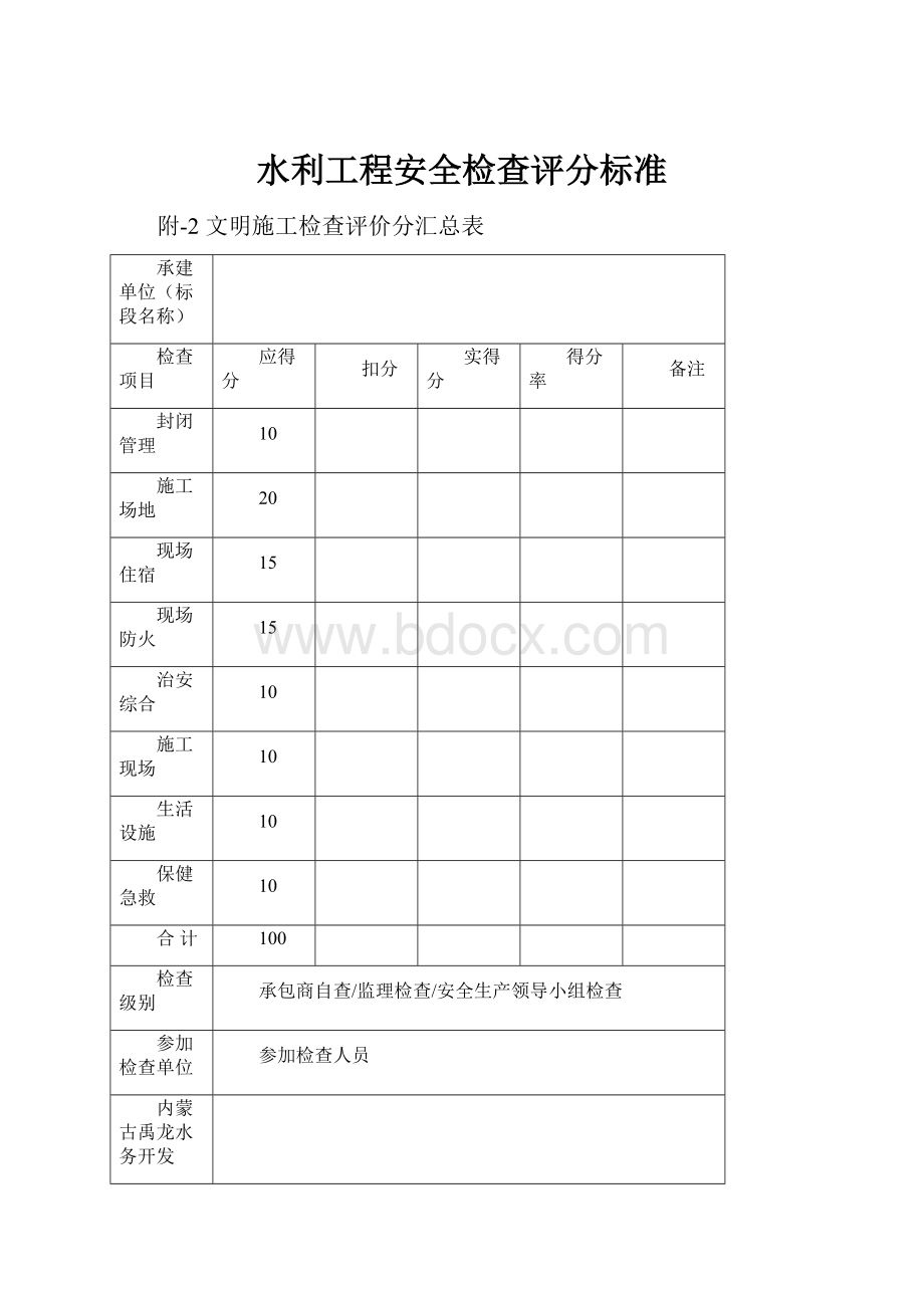 水利工程安全检查评分标准.docx_第1页