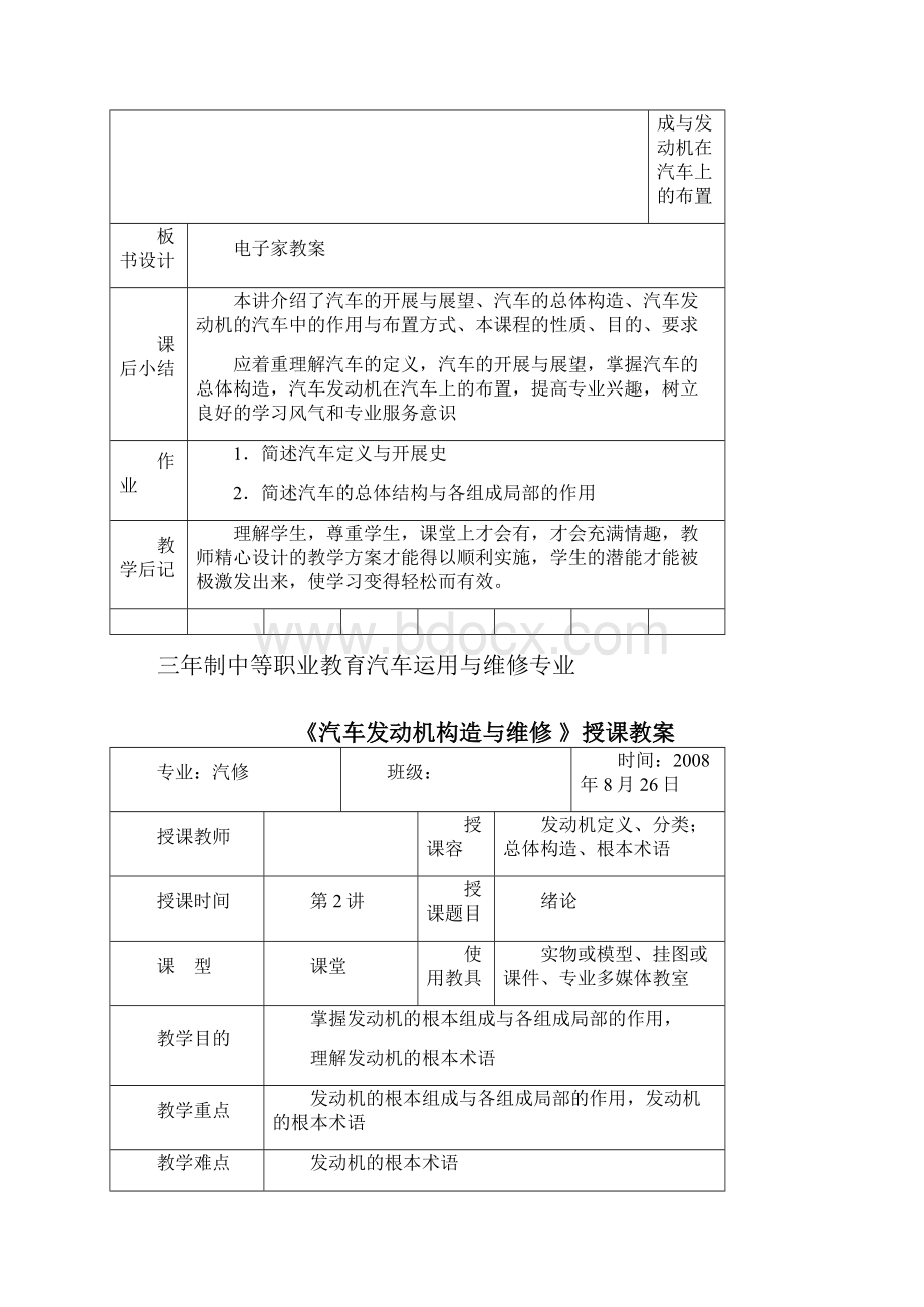 《汽车发动机构造与维修 》授课教案设计.docx_第2页