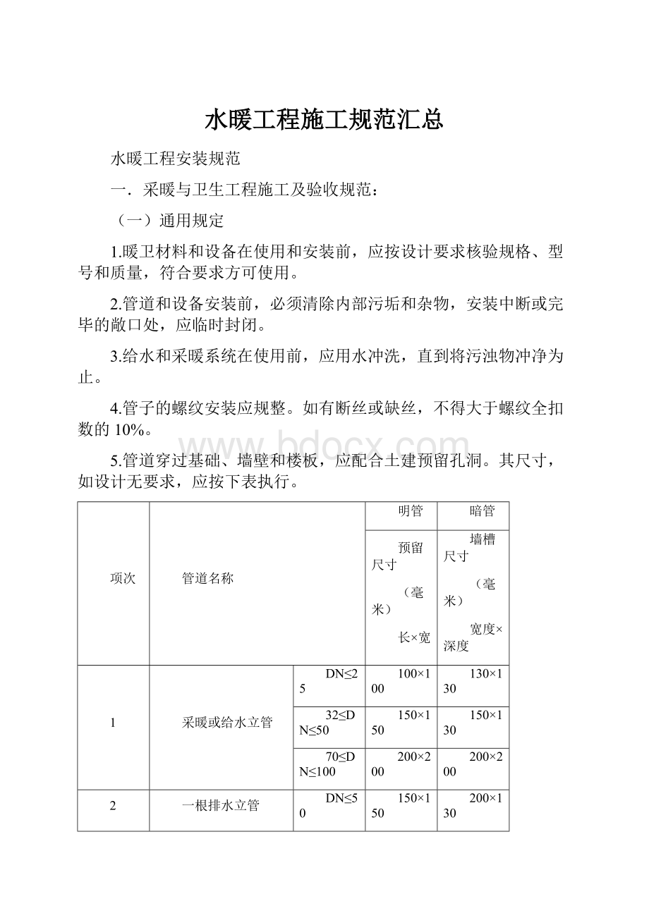 水暖工程施工规范汇总.docx_第1页