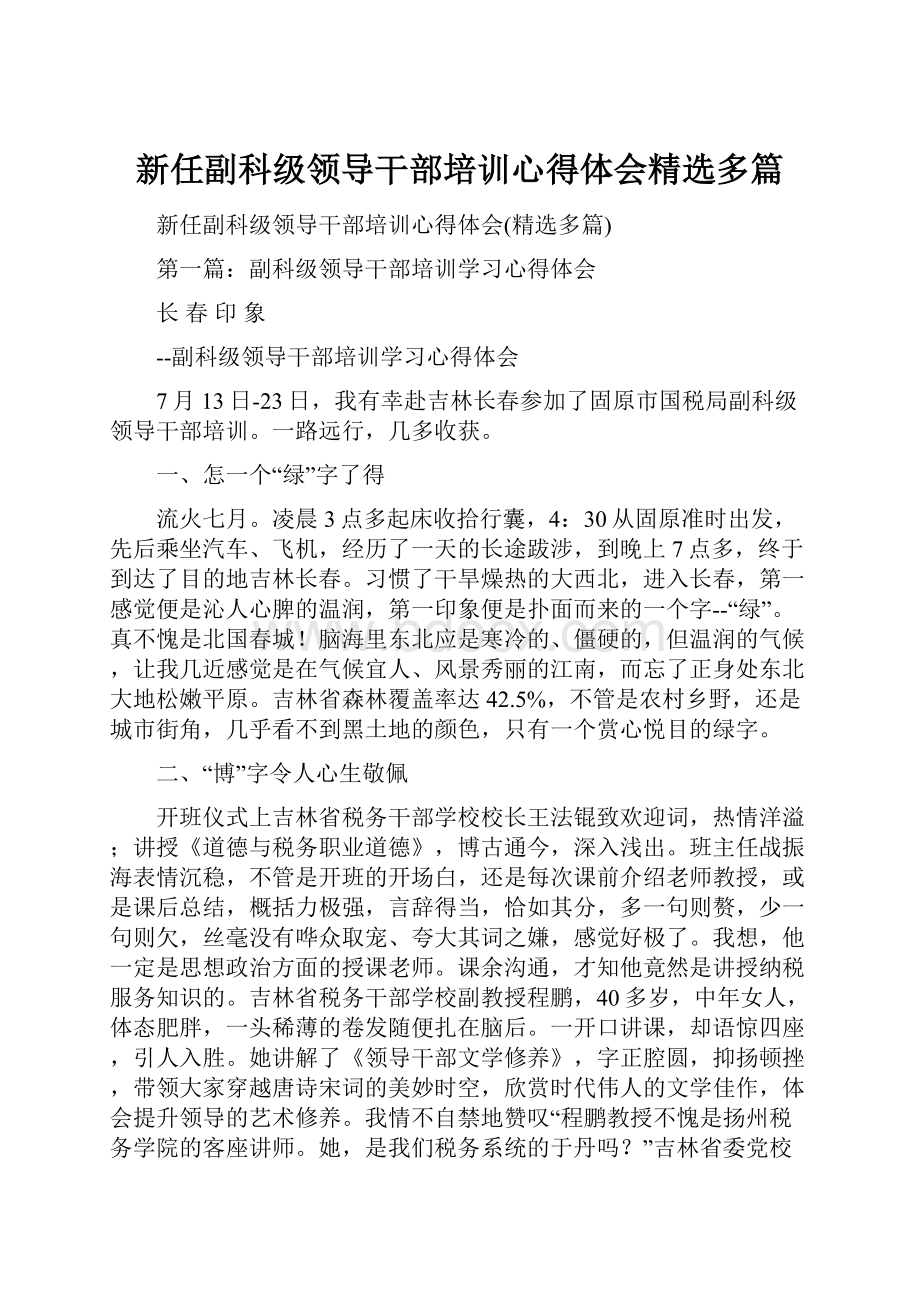 新任副科级领导干部培训心得体会精选多篇.docx_第1页