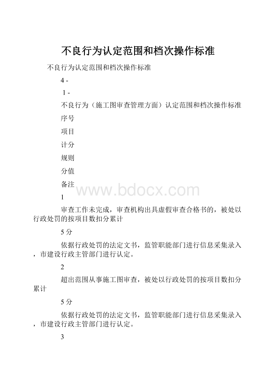 不良行为认定范围和档次操作标准.docx