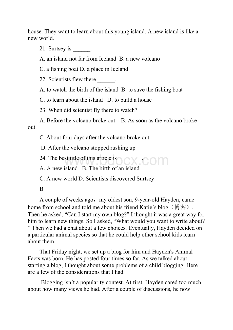 河南省周口中英文学校学年高一下学期第一次月考英语试题+Word版含答案.docx_第2页