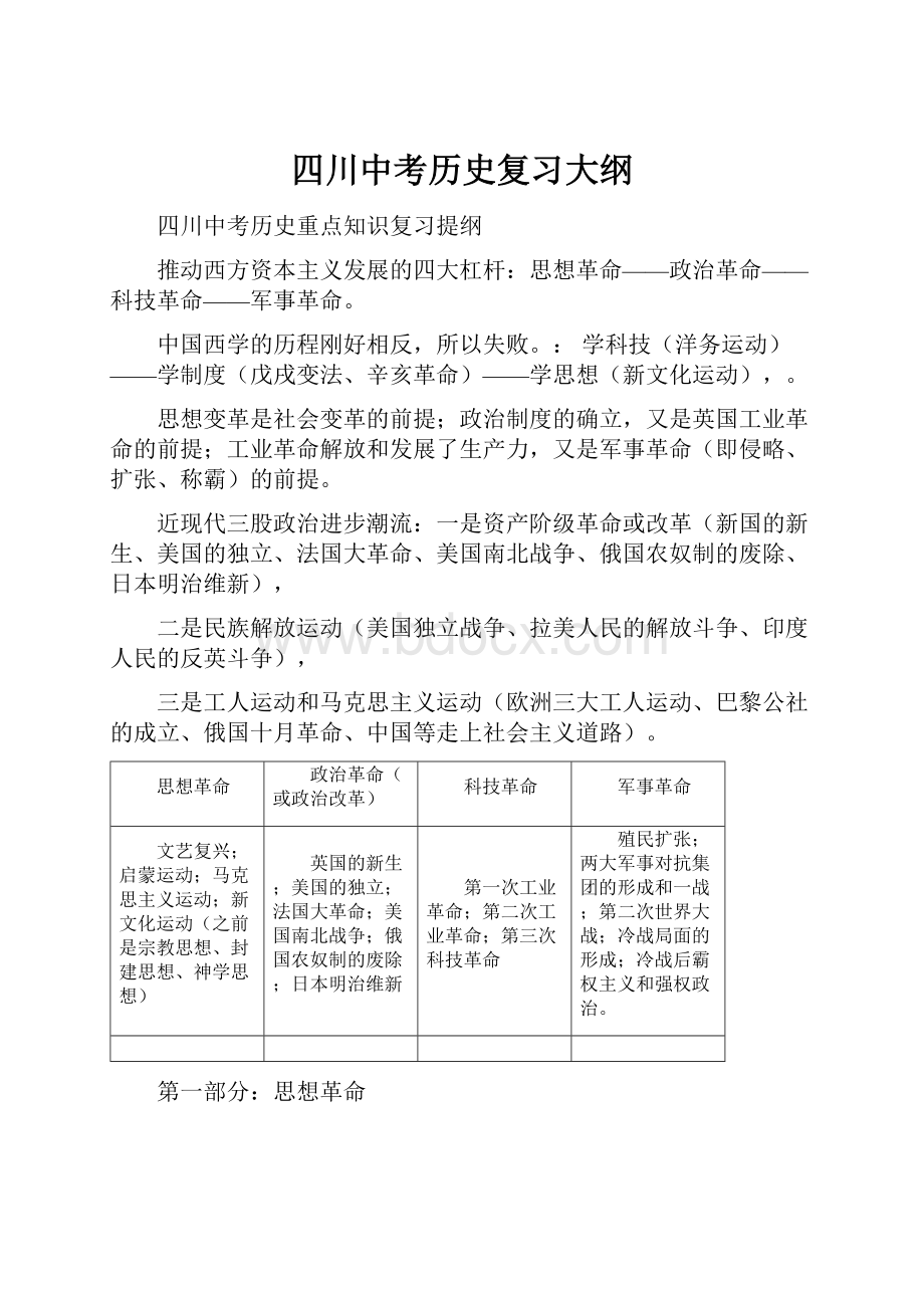 四川中考历史复习大纲.docx_第1页