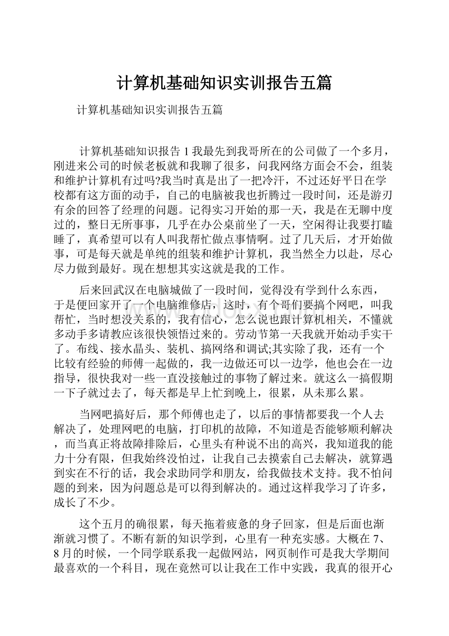 计算机基础知识实训报告五篇.docx