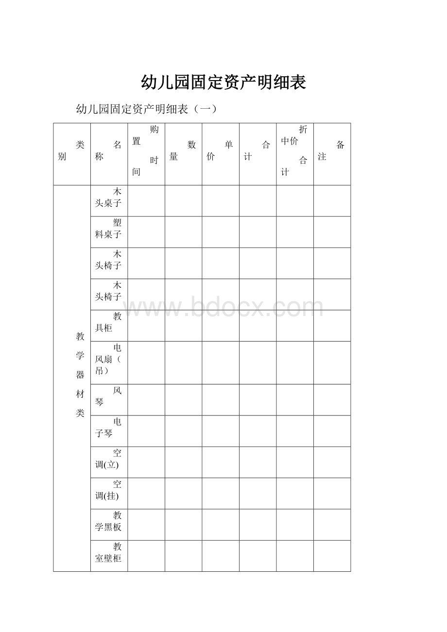 幼儿园固定资产明细表.docx_第1页