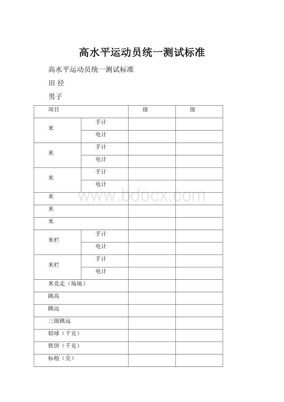 高水平运动员统一测试标准.docx_第1页