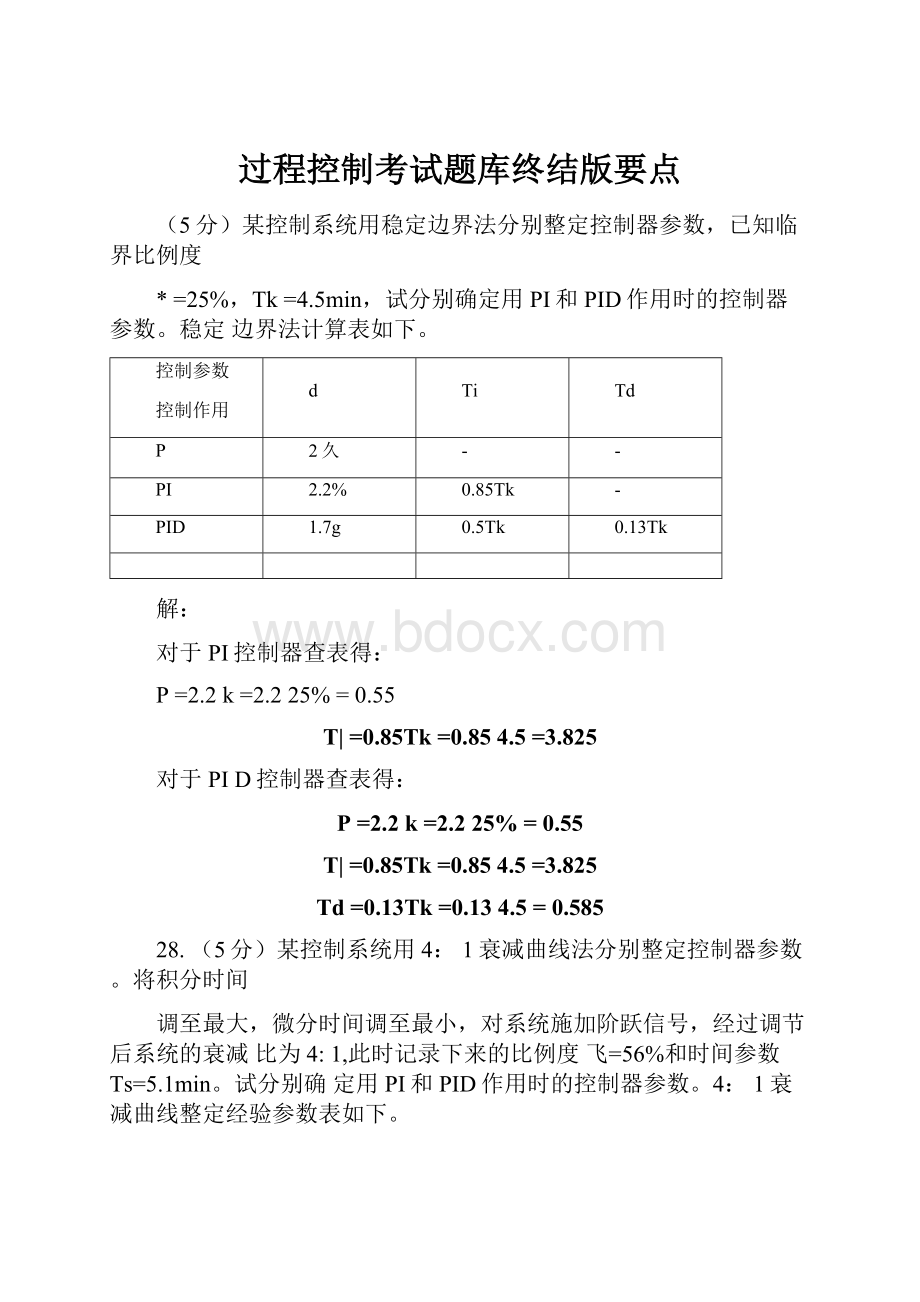 过程控制考试题库终结版要点.docx