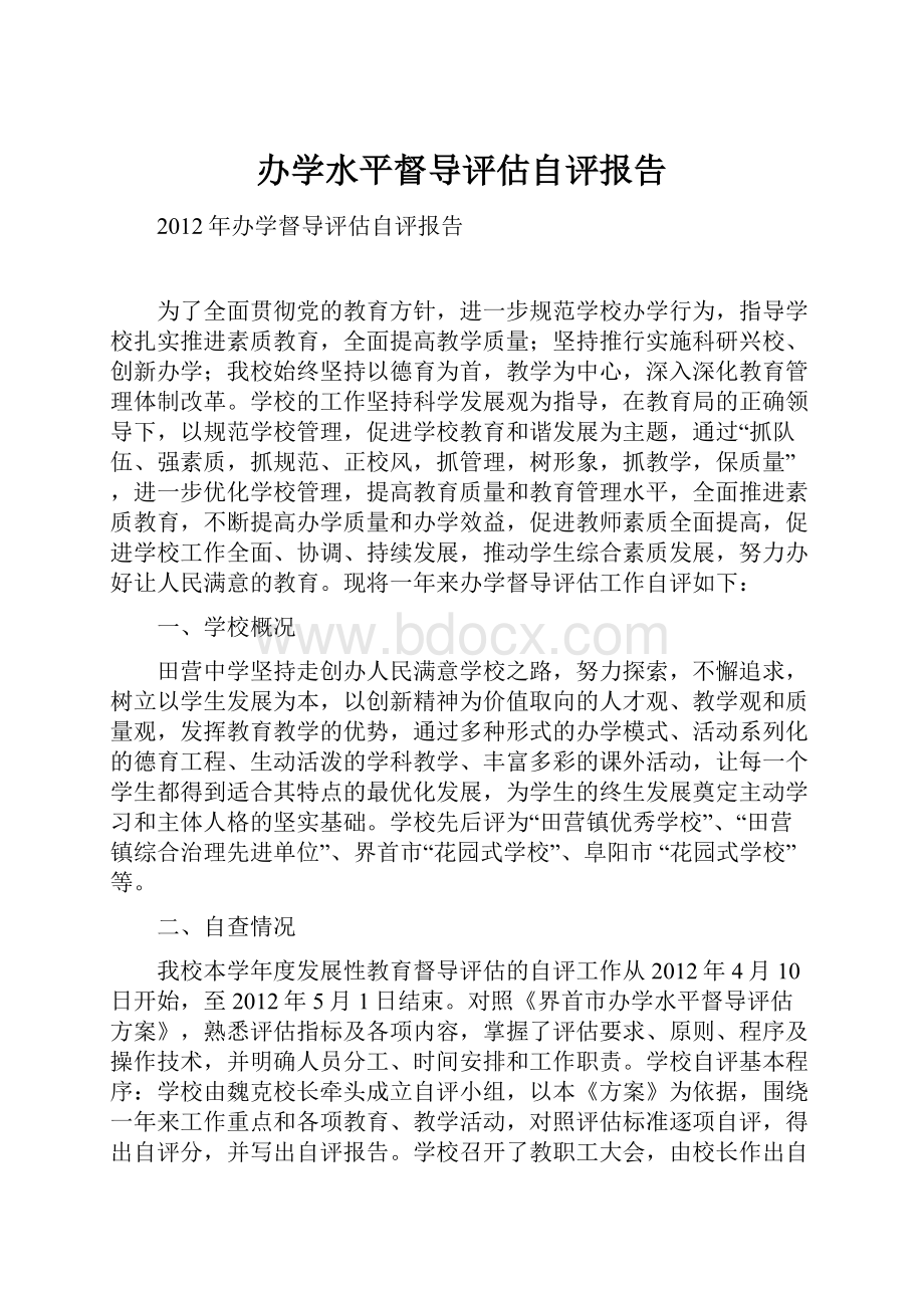 办学水平督导评估自评报告.docx_第1页