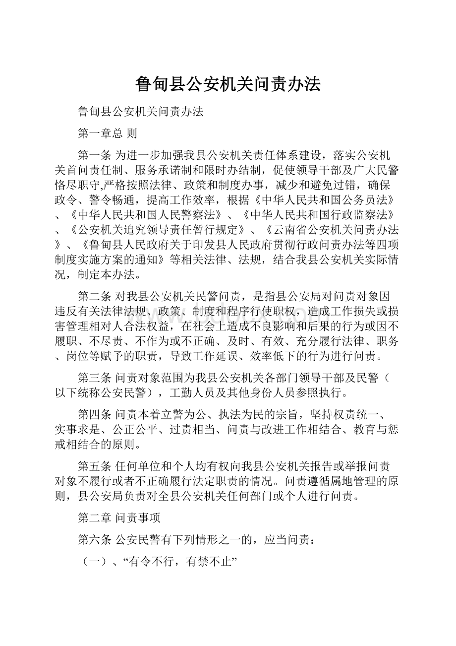 鲁甸县公安机关问责办法.docx