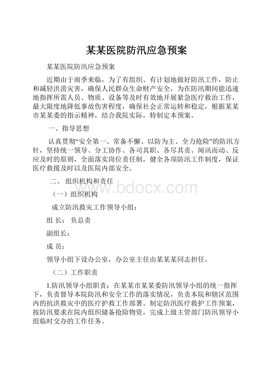 某某医院防汛应急预案.docx