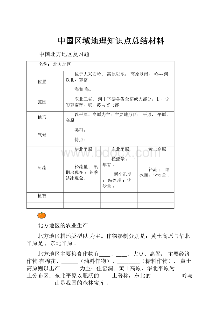 中国区域地理知识点总结材料.docx