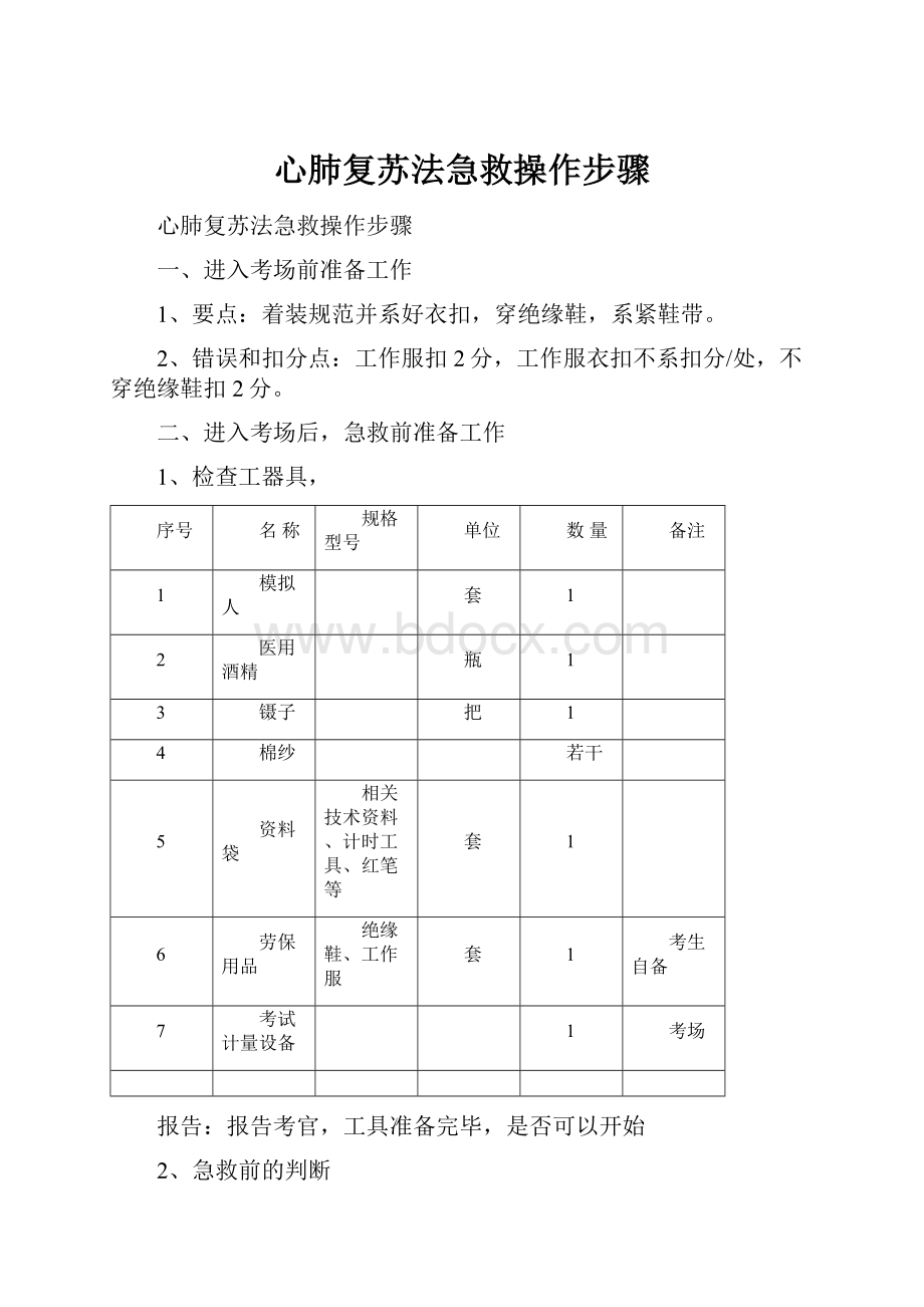 心肺复苏法急救操作步骤.docx