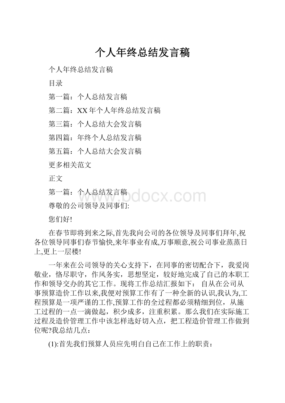 个人年终总结发言稿.docx_第1页